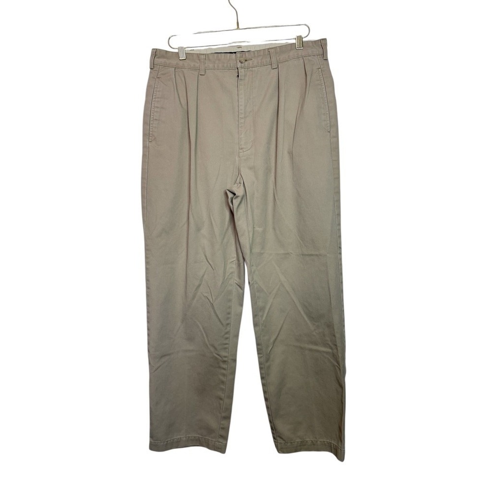 Polo Ralph Lauren Mens Chino Pants Khaki‎ Pleated Cotton Size 35x30 Preppy